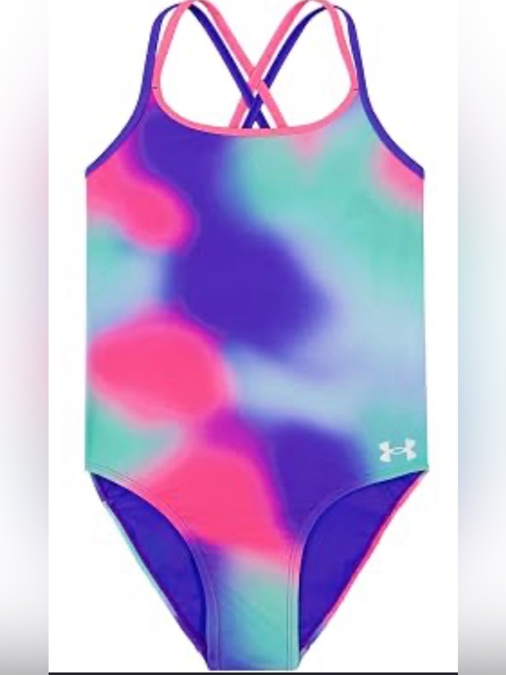 Under Armour Girls' Pink Purple Teal Ombre One-Piece Swimsuit